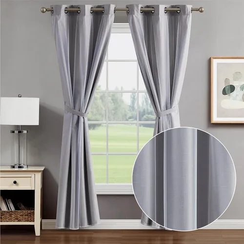 Vista 11 de Creative Home Ideas Augusta - Cortinas opacas (2 paneles, 38 x 84 pulgadas, rosa rubor), cortinas con aislamiento térmico para oscurecer la Rosa