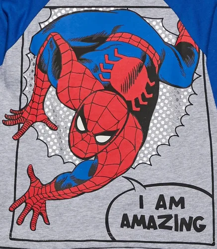 Vista 9 de Marvel Camiseta estampada de manga larga para niños Spiderman grisazulrojoverde, grisazulrojoverde