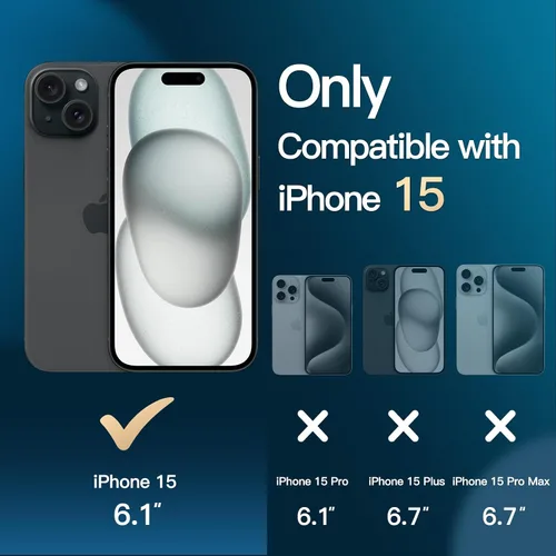 Vista 7 de JETech Funda mate 3 en 1 para iPhone 15, color negro