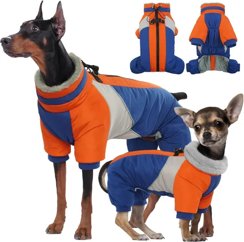 Vista 11 de Kuoser Abrigo de invierno para perro, chaqueta cálida impermeable, suave forro polar acolchado Ropa para perros con cremallera trasera fácil