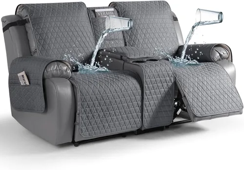 Vista 12 de TAOCOCO - Funda reclinable para sofá de 2 plazas con consola 100% impermeable, funda reclinable lavable antideslizante para 2 asientos, protector