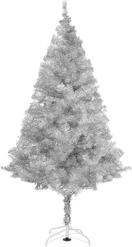 Vista 7 de Arthas Árbol de Navidad negro de oropel de Halloween de 5 pies para decoración de fiesta en el hogar, oficina, vacaciones, temporada, precioso