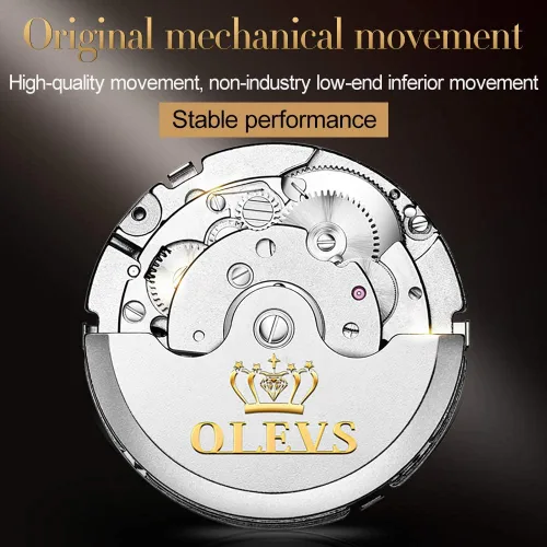 Vista 6 de OLEVS Relojes automáticos mecánicos Tourbillon de acero inoxidable, impermeables, luminosos, de lujo, para hombre