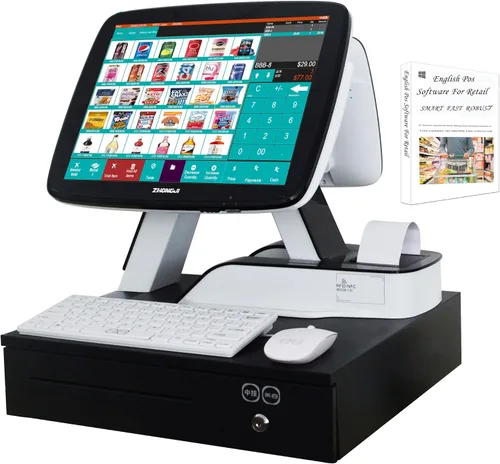 Vista 8 de (Envío desde EE.UU.) Caja registradora POS de 15'' con pantalla táctil Windows PC con impresora térmica de recibos de 2 1/4'' incorporada para Venta