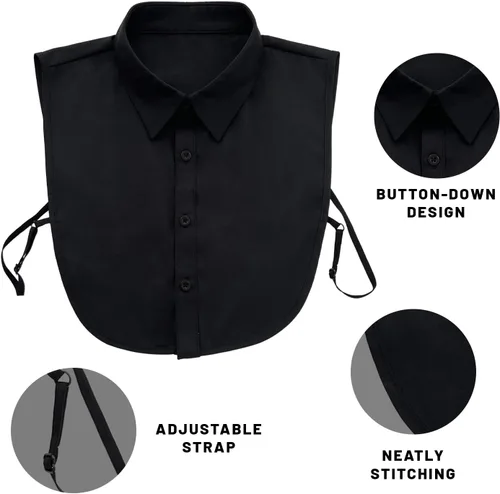 Vista 2 de Joyci Collar falso de negocios para hombre de algodón puro Dickey Collar Color sólido