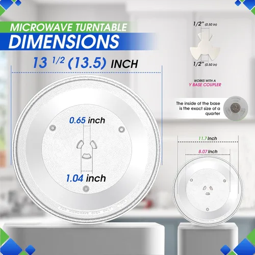 Vista 3 de Placa de repuesto para microondas de 13.5 pulgadas, se adapta a 5304509621 Frigidaire, placa giratoria de vidrio para microondas de repuesto exacto