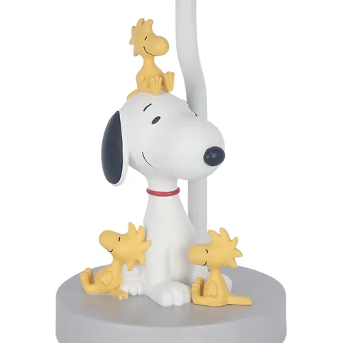 Vista 4 de Lambs & Ivy Classic Snoopy & Friends - Lámpara de guardería con pantalla y bombilla color blanco y gris