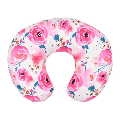 Vista 2 de Funda de almohada de lactancia, funda de lactancia con flores de acuarela para niñas, decoración floral rosa, suave, se adapta perfectamente al bebé