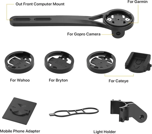 Vista 3 de Soporte para computadora de bicicleta, soporte frontal para bicicleta para manillar de bicicleta integrado, compatible con bicicletas de carretera