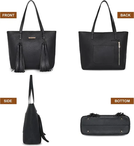 Vista 5 de Montana West Tote Bag for Women Vegan Leather Large Concealed Carry Purse for Work Fashion Shoulder Handbag with Fringe