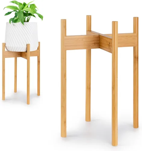 Vista 16 de Fox & Fern - Soporte moderno de medio siglo para maceta, sin maceta de cerámica blanca Plug In Design, Holds 175 lbs, Two High Options, Fixed