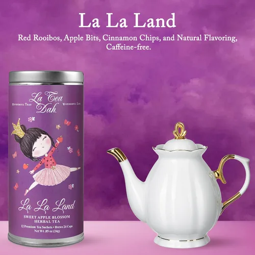 Vista 2 de Tés para niños de flores de manzana dulce de La Tea Dah, Té de Rooibos y canela de manzana para niños, sin cafeína, tés afrutados para pequeñas