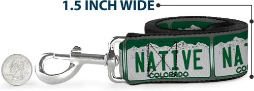 Vista 6 de Buckle-Down Correa para mascotas, placa de matrícula de Colorado Native, 4 pies de largo, 1 pulgada de ancho
