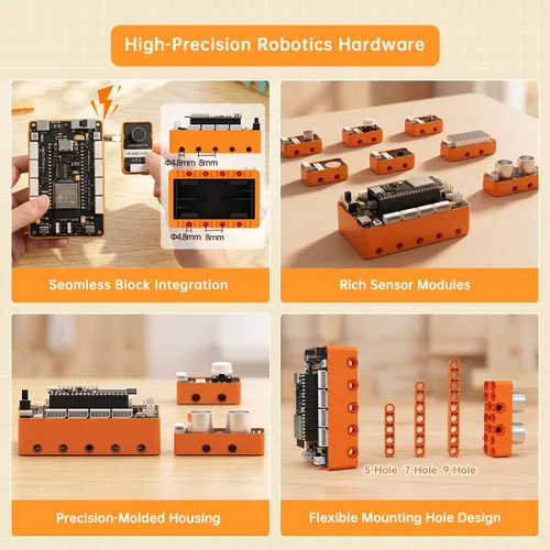 Vista 3 de Kit de construcción de robot 36 en 1, juego de bloques de codificación STEM para arañazos y pitones con controlador y sensores ESP32, regalo