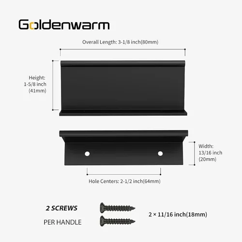 Vista 2 de Goldenwarm - Paquete de 10 tiradores negros de 2-1/2 pulgadas con borde de dedo, tiradores para cajones de cocina, color negro mate, manijas