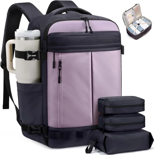 Vista 18 de LOVEVOOK - Mochila de viaje para mujer y hombre, aprobada como equipaje de mano, bolsa de artículos personales TSA, accesorios esenciales