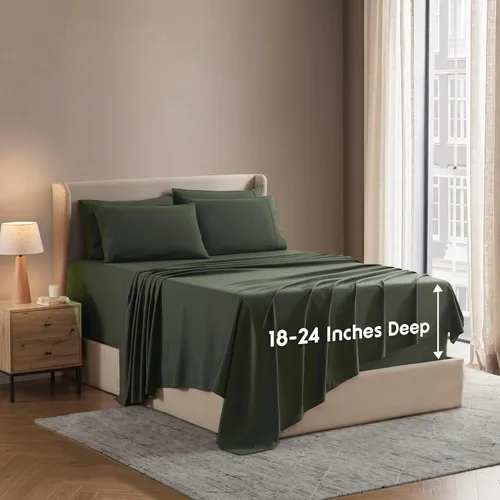 Vista 36 de Nestl - Juego de sábanas de bolsillo extraprofundo y de microfibra suave, 7 piezas, sábanas y fundas de almohada resistentes a la decoloración