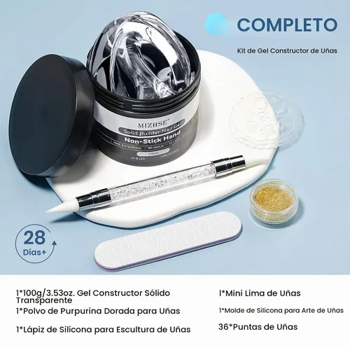 Vista 8 de MIZHSE - Gel constructor sólido para uñas, 3.53 oz, gel para esculpir 3D transparente para uñas 3.53 oz transparente