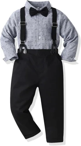 Vista 22 de SALNIER Conjunto formal de esmoquin para niños pequeños B-Negro