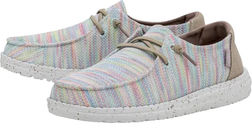 Vista 2 de Hey Dude Wendy Chambray - Zapatos para mujer, mocasines con cordones para mujer, cómodos y ligeros Aurora Blanco 2