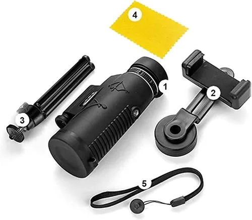 Vista 7 de 12x 50 HD Monocular Telescope with LED Flashlight Night and Phone Holder Tripod for Bird Watching, Hunting, Hiking, Concert, Travel