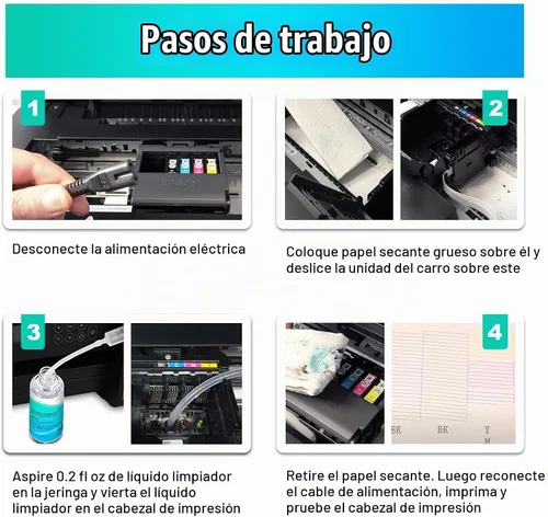Vista 4 de Kit de limpieza de cabezal de impresión (2 x 3.4 fl oz), kit de limpieza de cabezal de impresora de inyección de tinta para todas las impresoras