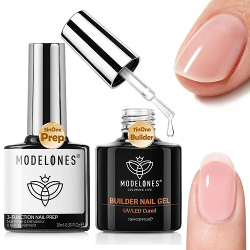 Vista 12 de modelones - Gel de uñas de construcción, esmalte de uñas transparente de 7 en 1 con cepillo separador extraíble, gel de base de goma curado
