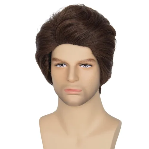 Vista 8 de Peluca para hombre de los años 70 y 80 Missuhair Prince, peluca corta ondulada de pelo lanudo anime, cosplay, peluca de Halloween