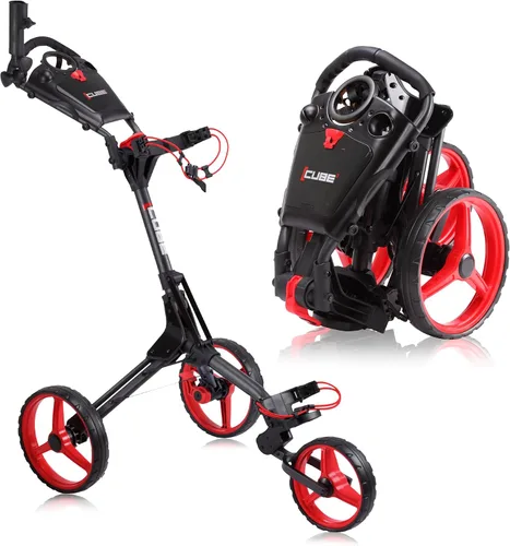 Vista 12 de CUBE CART Carrito de Golf de Empuje de 3 Ruedas – Carrito de Golf Plegable Ultracompacto de Dos Pasos, Marco Ligero de 14.5 libras, Mango Ajustable