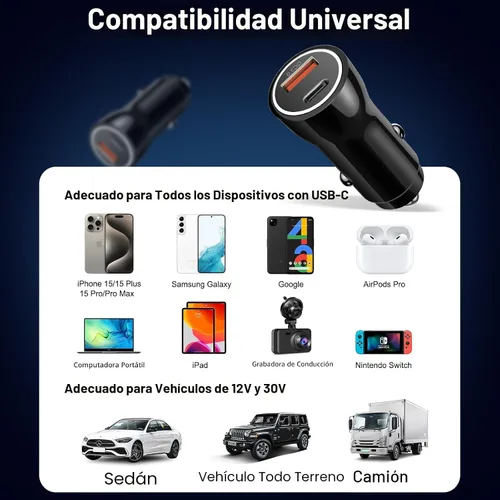 Vista 7 de Cargador de coche para iPhone 17 16 15, [Certificado MFi de Apple] Cargador de coche USB C de 43W de carga rápida con cable tipo C a C de 1 metro