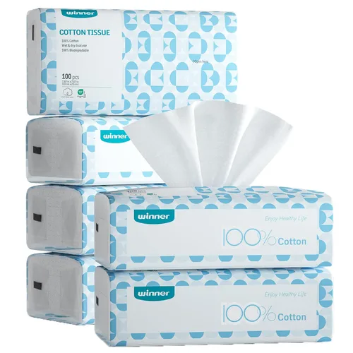 Vista 7 de Winner Paquete suave de toallas faciales, 100% de base biológica USDA, pañuelos de algodón sin perfume para piel sensible, toallitas faciales