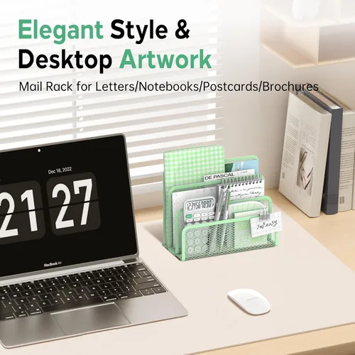 Vista 6 de Organizador de correo para escritorio, soporte para archivos de correo con Verde menta