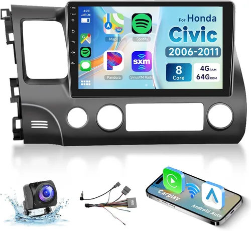 Vista 9 de Estéreo de coche 2G+32G para Honda Civic 2006 2007 2008 2009 2010 2011 con Carplay inalámbrico Android Auto, radio de coche Android de pantalla