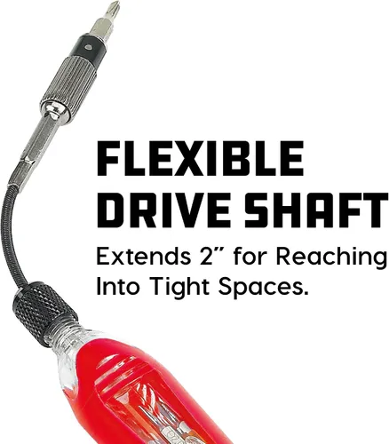 Vista 3 de Powerbuilt Destornillador de precisión extensible flexible 30 en 1, eje de transmisión flexible, se extiende para espacios reducidos, Torx