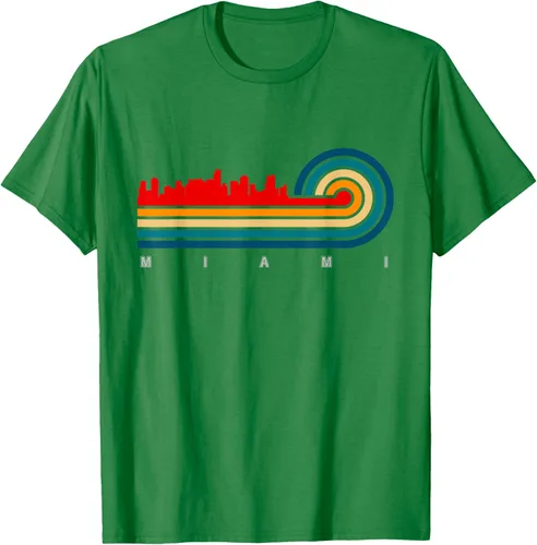 Vista 3 de Camiseta Retro City of Miami Florida, Negro
