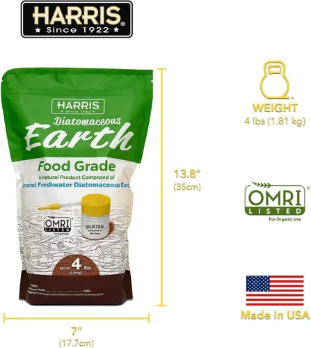 Vista 3 de HARRIS Tierra de diatomeas de grado alimenticio, 4 libras con desempolvador incluido en la bolsa