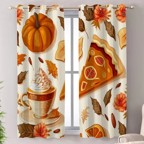 Vista 210 de Shrahala Beige and Orange Abstract Art Brushstrokes Blackout Curtain Tiers, Abstract Oil Paint Kitchen Valance Light Blocking Tier Drapes with Rod