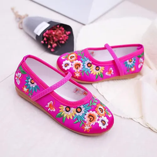 Vista 6 de Zapatos de disfraz de Encanto para niñas, Mirabel Isabela Madrigal, bordado floral, Mary Jane, zapatos planos, zapatos de vestir de princesa