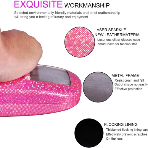 Vista 3 de 3 fundas unisex rígidas para lentes, funda protectora para gafas, funda de gafas de sol con paño de limpieza