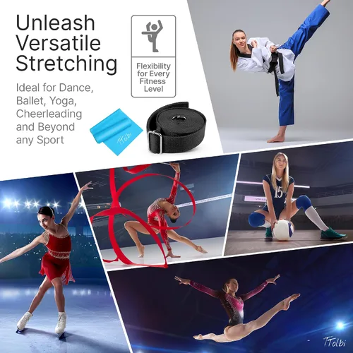 Vista 4 de Leg Stretcher Strap with Door Anchor and Resistance Band, Splits Trainer Home Flexibility Trainer for Splits, Ballet, Dance, Cheer, Yoga