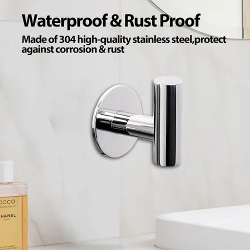 Vista 4 de Kruodop Ganchos adhesivos para toallas de baño, paquete de 4 toallas de montaje en pared, gancho mate para bata de pared, gancho de acero inoxidable