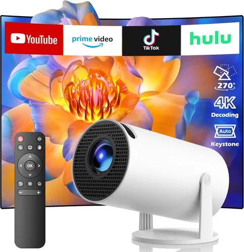 Vista 9 de Mini proyector con Bluetooth y WiFi, proyector portátil mejorado de 200 lúmenes ANSI 4K, enfoque automático/Keystone, compatible con iPhone/TV