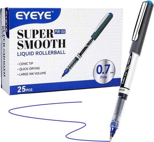 Vista 10 de EYEYE Bolígrafos de punta fina de 0.028 in, 4 bolígrafos negros y 4 azules de punta media, secado rápido, tinta líquida, bolígrafos de escritura
