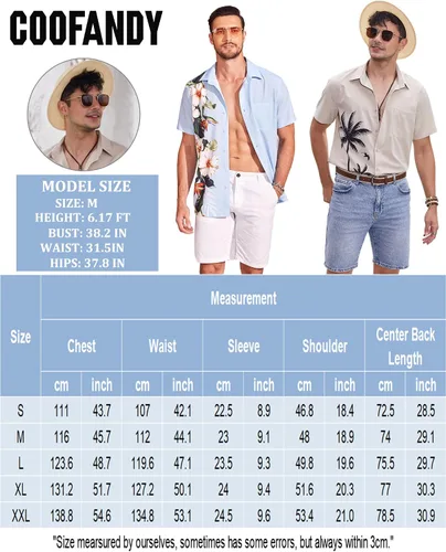 Vista 6 de COOFANDY Mens Hawaiian Tropical Shirts Short Sleeve Button Down Summer Beach Shirt with Pocket