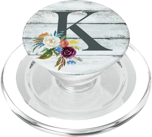 Vista 7 de Monogram Initial K - Soporte para teléfonos y tabletas, diseño de flores, Negro
