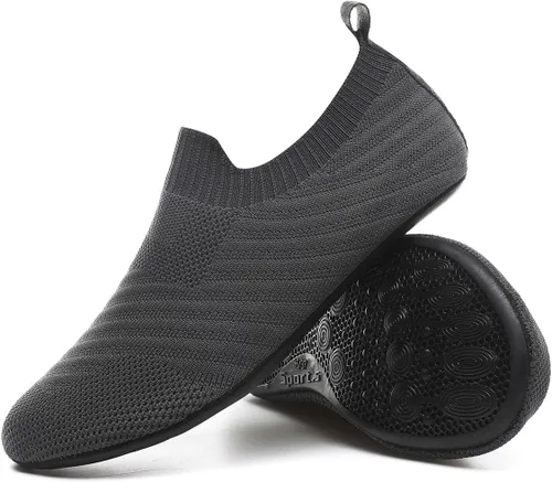 Vista 25 de QZKDM - Pantuflas ligeras antideslizantes para casa, para ponerse sin ayuda, para caminar descalzo, para ejercicio en casa y yoga, para hombres