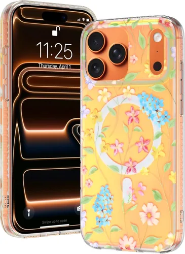 Vista 35 de OOK Magnetic for iPhone 17 Case Clear Pretty Flower Girls Women [Not Yellowing][Screen Protector] [ MagSafe Compatible] with Full Camera Lens