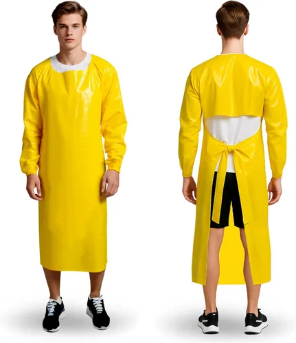 Vista 10 de ELEBOX Waterproof Apron with Long Sleeves, Safety Apron Work Uniform for Men & Women, Chemical Resistance Anti-Tear Apron Negro
