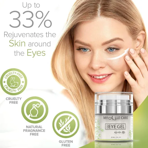 Vista 2 de Gel para ojos con ácido hialurónico, reduce las ojeras, la hinchazón y las bolsas para los ojos. Tratamiento antiarrugas debajo de los ojos, gel