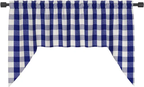 Vista 238 de Cenefas de cortina para ventana de 16 pulgadas de largo, 2 paneles de cuadros búfalo, cortinas pequeñas con bolsillo para barra, estilo clásico